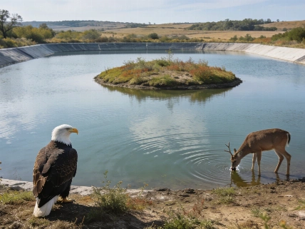 Un lago artificial transforma un campo y atrae vida salvaje