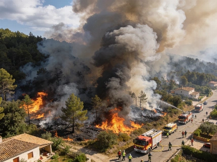 Miles de vecinos confinados por tres incendios activos en Cataluña