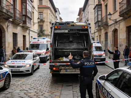 Un camión de basura sin frenos arrolla a peatones en el centro de Pamplona
