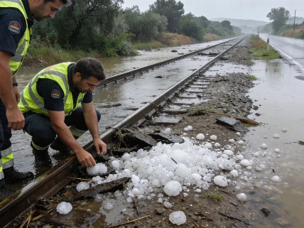 Lluvias torrenciales paralizan vuelos y trenes en Catalunya