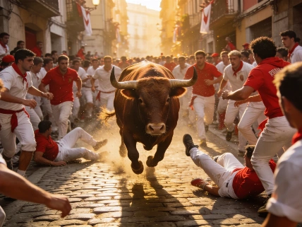 Un encierro masificado de San Fermín deja una cornada y ocho heridos
