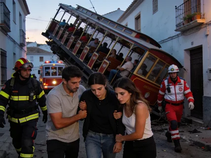 En Cártama, un vagón turístico con participantes de una ruta gastronómica sufrió un accidente