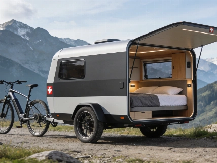 La minicaravana suiza que se remolca en bicicleta Español.News