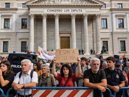 Manifestantes bloquean el Congreso en Madrid tras el fracaso de los decretos de vivienda Español.News