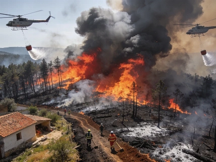 El incendio en la Sierra Norte de Guadalajara obliga a evacuar 600 personas