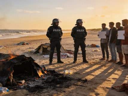 Tensión en Ceuta: manifestantes incendian chabolas de migrantes Español.News