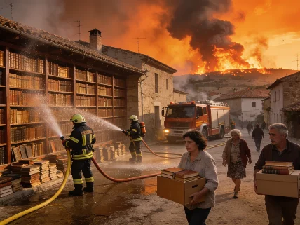 Incendio en Huesca amenaza la mayor librería de Aragón con 33.000 libros