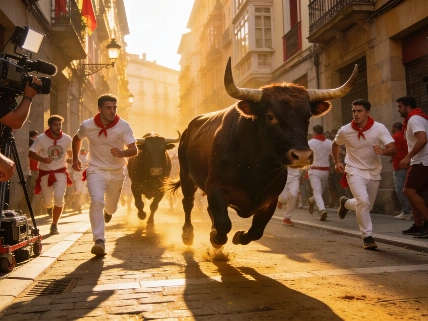 Un corneado y tres heridos en el segundo encierro de San Fermín