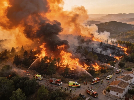 Incendio forestal en Derio activa alerta cerca del aeropuerto de Loiu