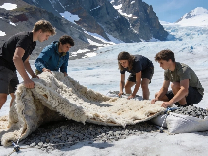 La lana de oveja pone a prueba las mantas sintéticas en los glaciares Español.News