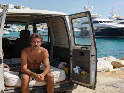 El capitán del yate de lujo que duerme en una furgoneta Español.News