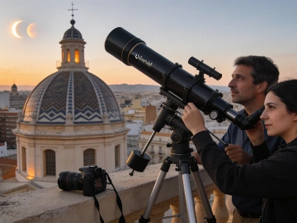 La Universitat de València emite en directo el eclipse solar desde el Rectorado Español.News