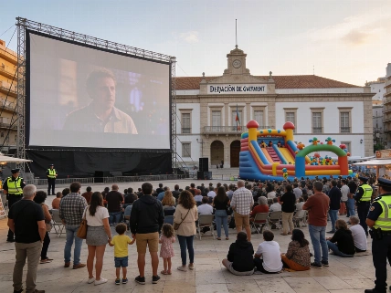 Empresarios de Ceuta plantan cara al Gobierno con una pantalla gigante en la plaza