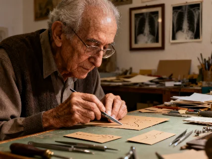 Mateo, el madrileño de 90 años que transforma radiografías en arte único