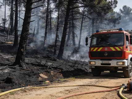 El calor y el viento complican el control del incendio en La Bisbal d’Empordà