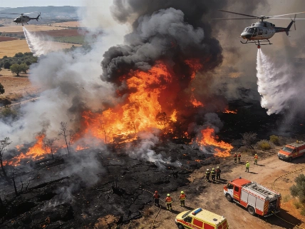 El incendio en el suroeste de Madrid mantiene en vilo a municipios y servicios
