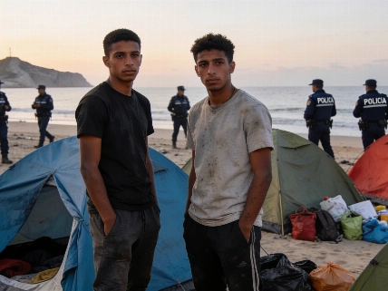 Nuevo desalojo policial en la playa del Trampolín de Ceuta Español.News