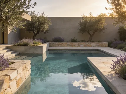 El azul pierde terreno: arquitectos apuestan por piscinas beige y grises