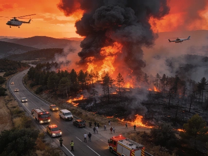 Gran despliegue para frenar un incendio forestal en Lozoyuela Español.News