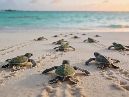 Récord histórico de crías de tortuga verde en la isla de Marlon Brando