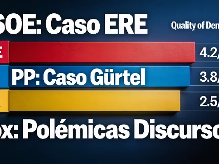 El PSOE cae a un 3,6 en calidad democrática tras nuevos escándalos