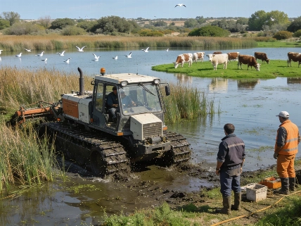 Vacas y máquinas anfibias frenan la degradación de humedales en España Español.News