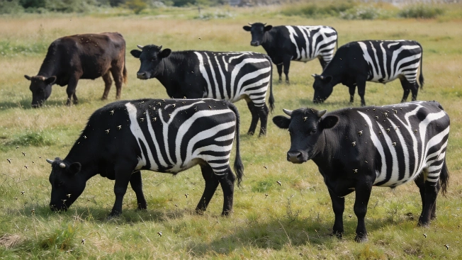 Pintan vacas como cebras y logran frenar a las moscas Español.News