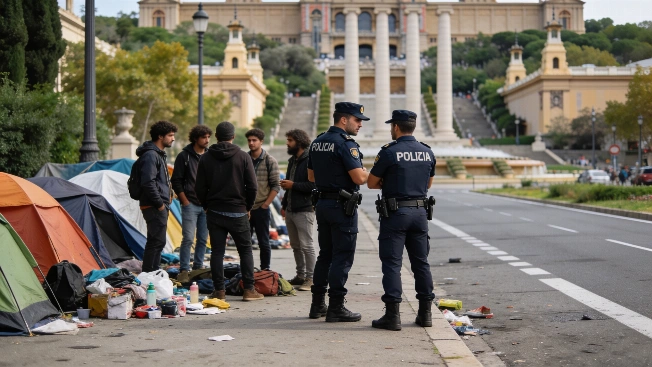 Desalojo policial de un asentamiento de sintecho en Montjuïc Español.News