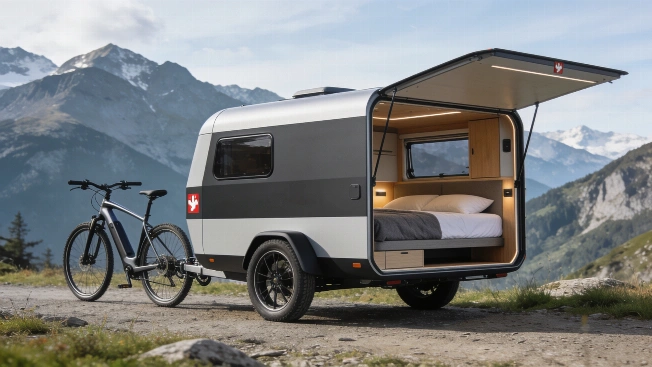 La minicaravana suiza que se remolca en bicicleta Español.News