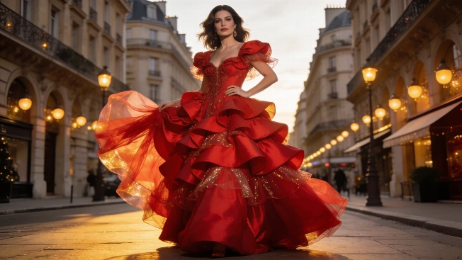 Nieves Álvarez impacta en París con un vestido español de 400 metros de seda Español.News