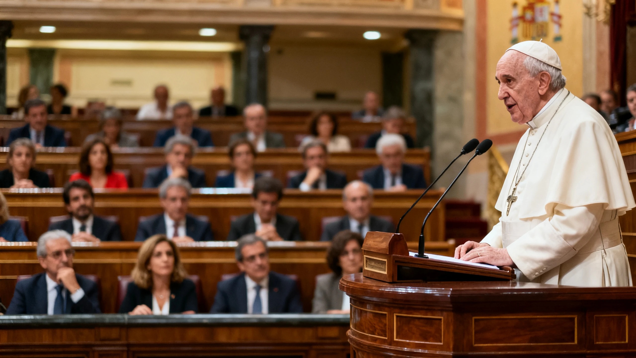 Por primera vez, el Pontífice se dirige al Parlamento español con un mensaje sobre el valor de la vida Español.News