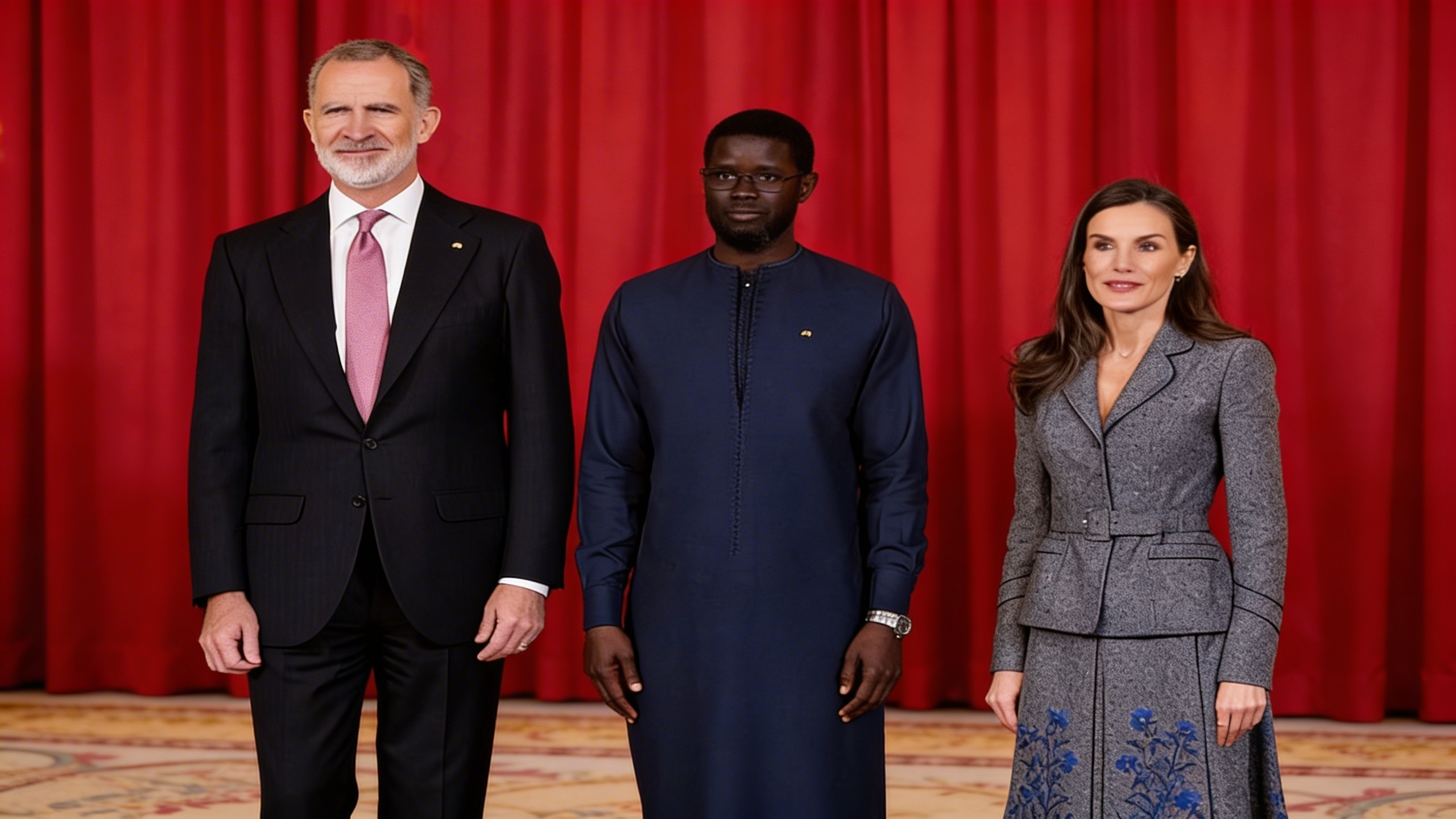 Dos esposas del presidente de Senegal saludan por primera vez al rey de España Español.News