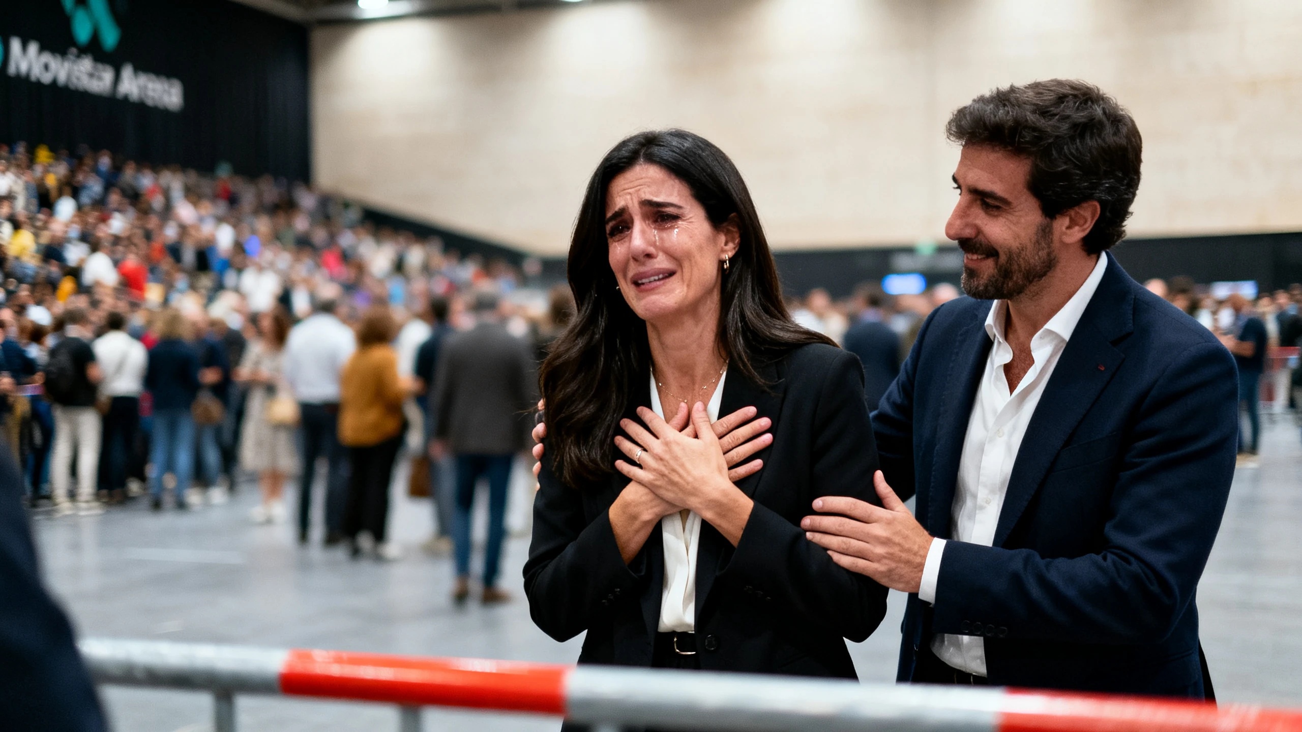 En el Movistar Arena, los esposos Falco y Onieva llamaron la atención por su reacción ante la llegada del Papa Español.News