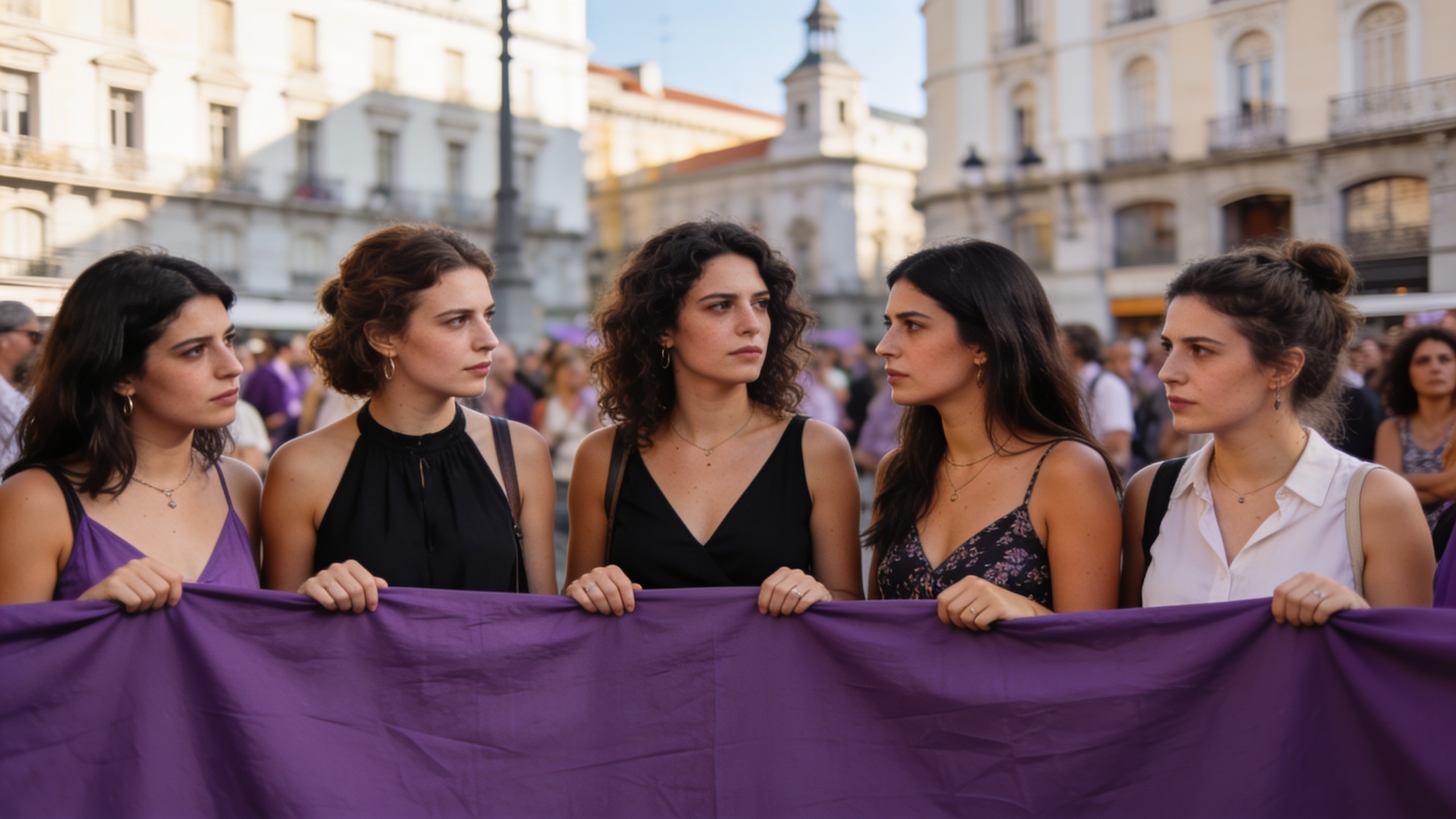 Una protesta con cinta violeta desata polémica entre creyentes en la plaza de Cibeles Español.News