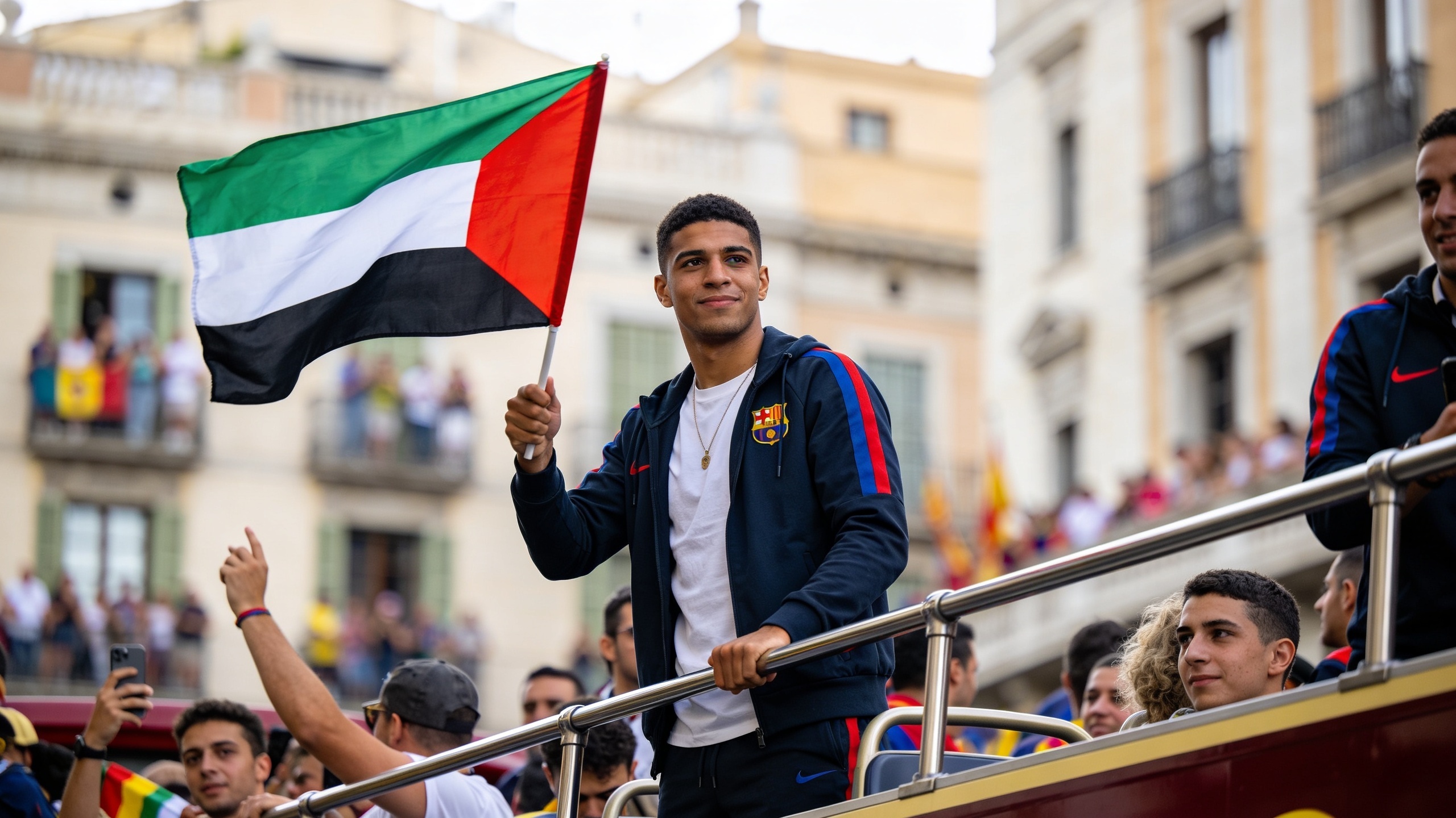 Un futbolista del Barcelona provoca reacciones tras un gesto en el desfile de campeones Español.News