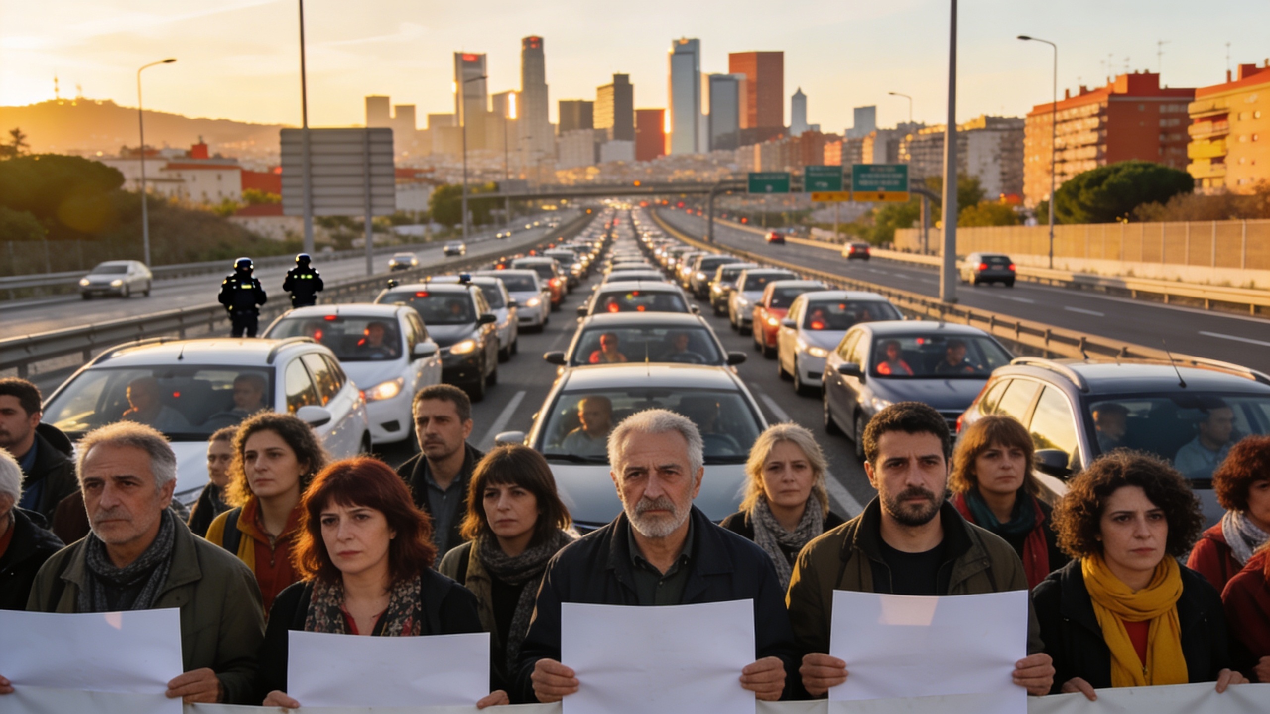 Las primeras protestas de los docentes provocan atascos en las principales vías de la capital Español.News