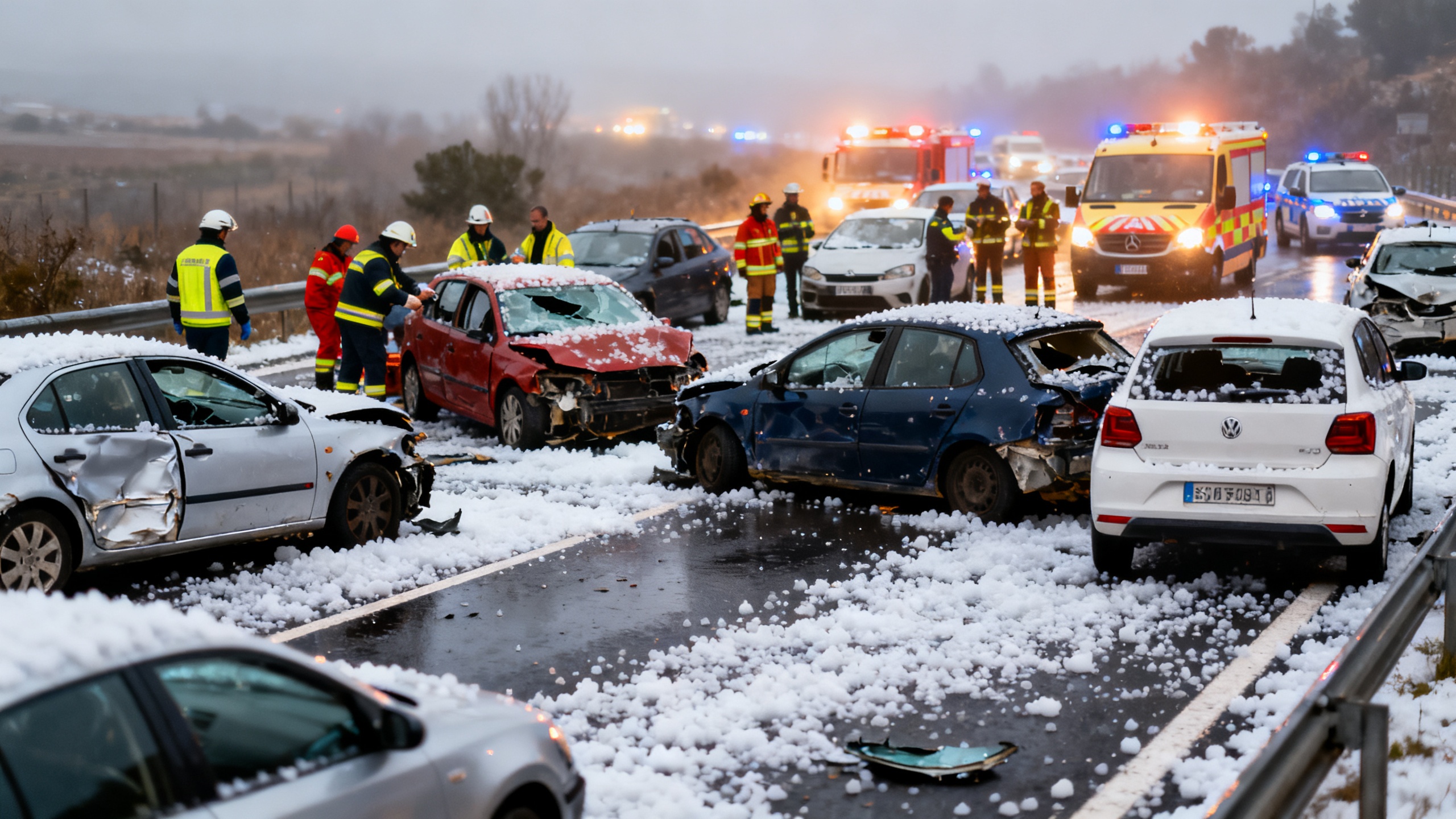 Granizada intensa paraliza el tráfico y provoca accidente múltiple en el norte de España Español.News