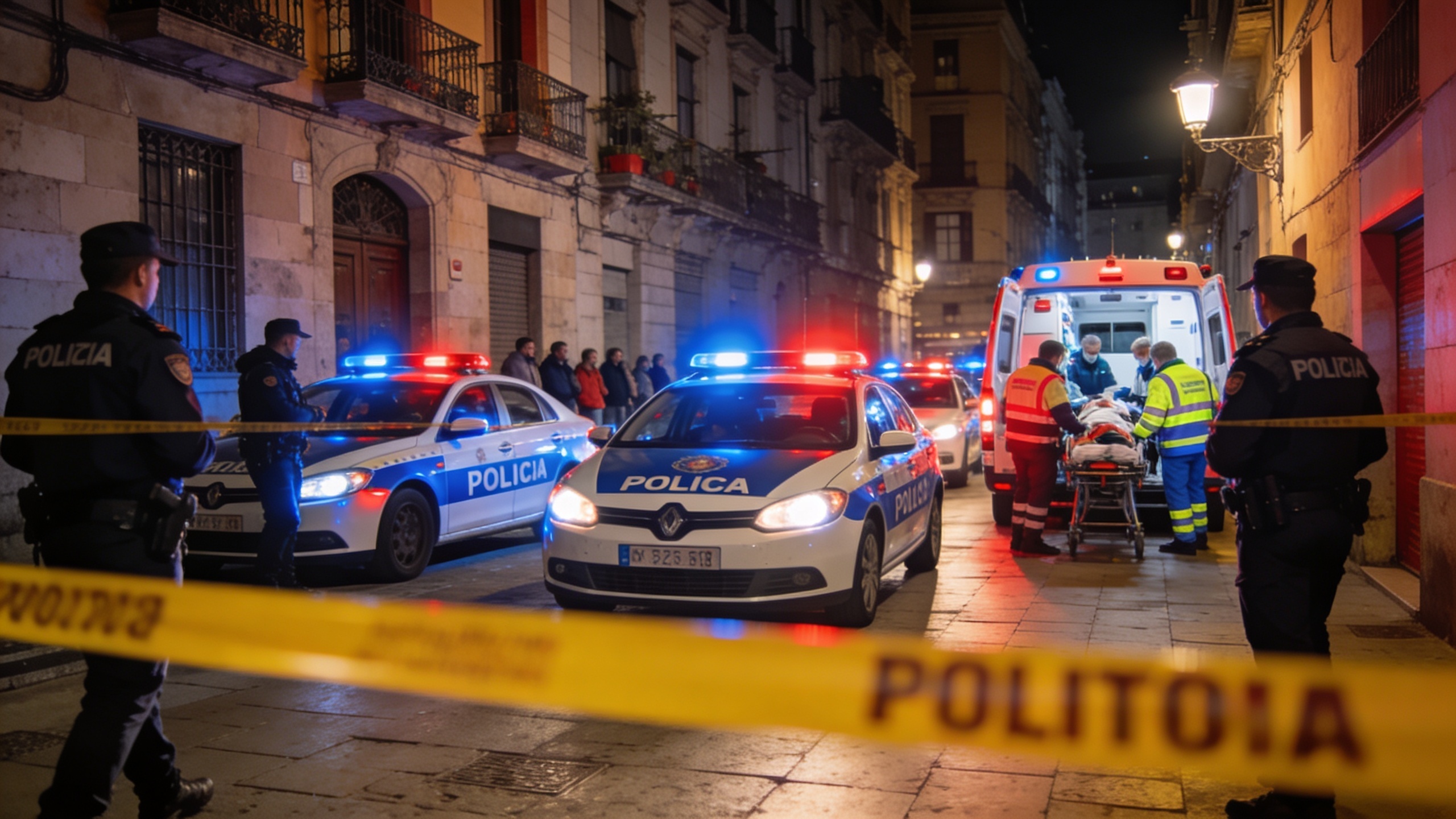 Incidente nocturno con arma blanca en Ciutat Vella: policía y servicios de emergencia en el lugar Español.News