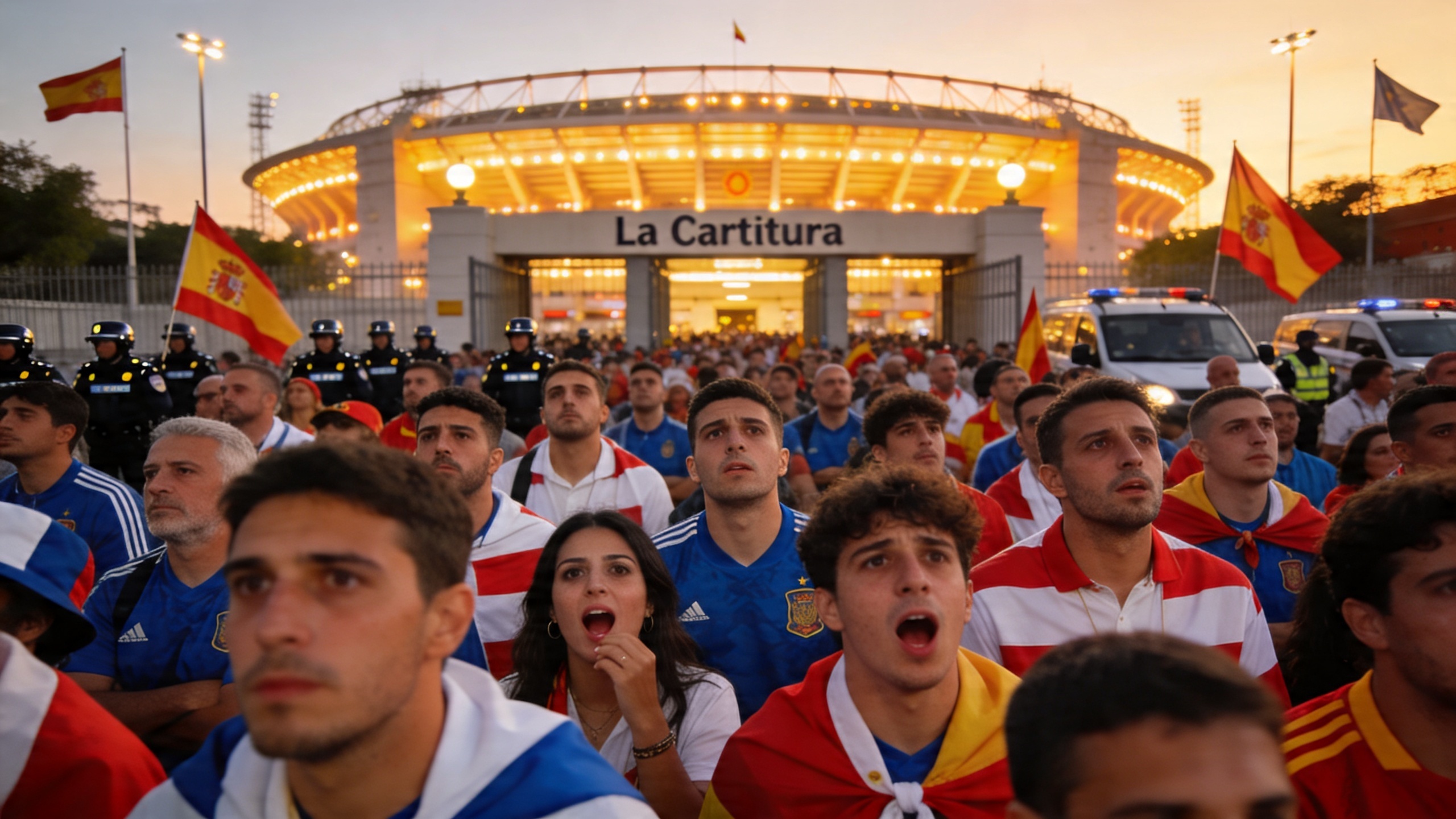 En Sevilla, miles de aficionados se congregan cerca de La Cartuja, pero el acceso es complicado Español.News