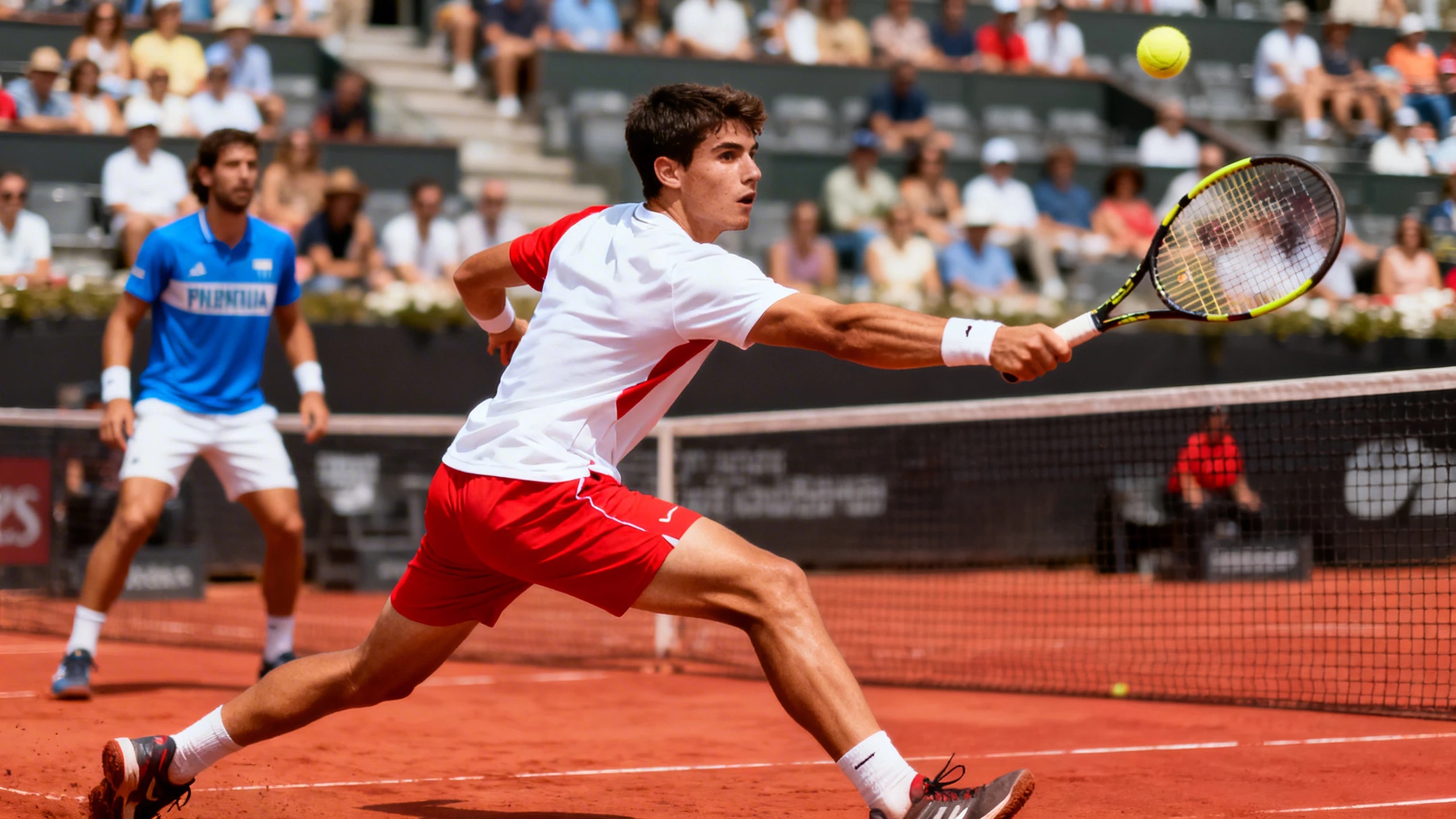 Inicio del partido entre Alcaraz y Báez en Montecarlo Español.News
