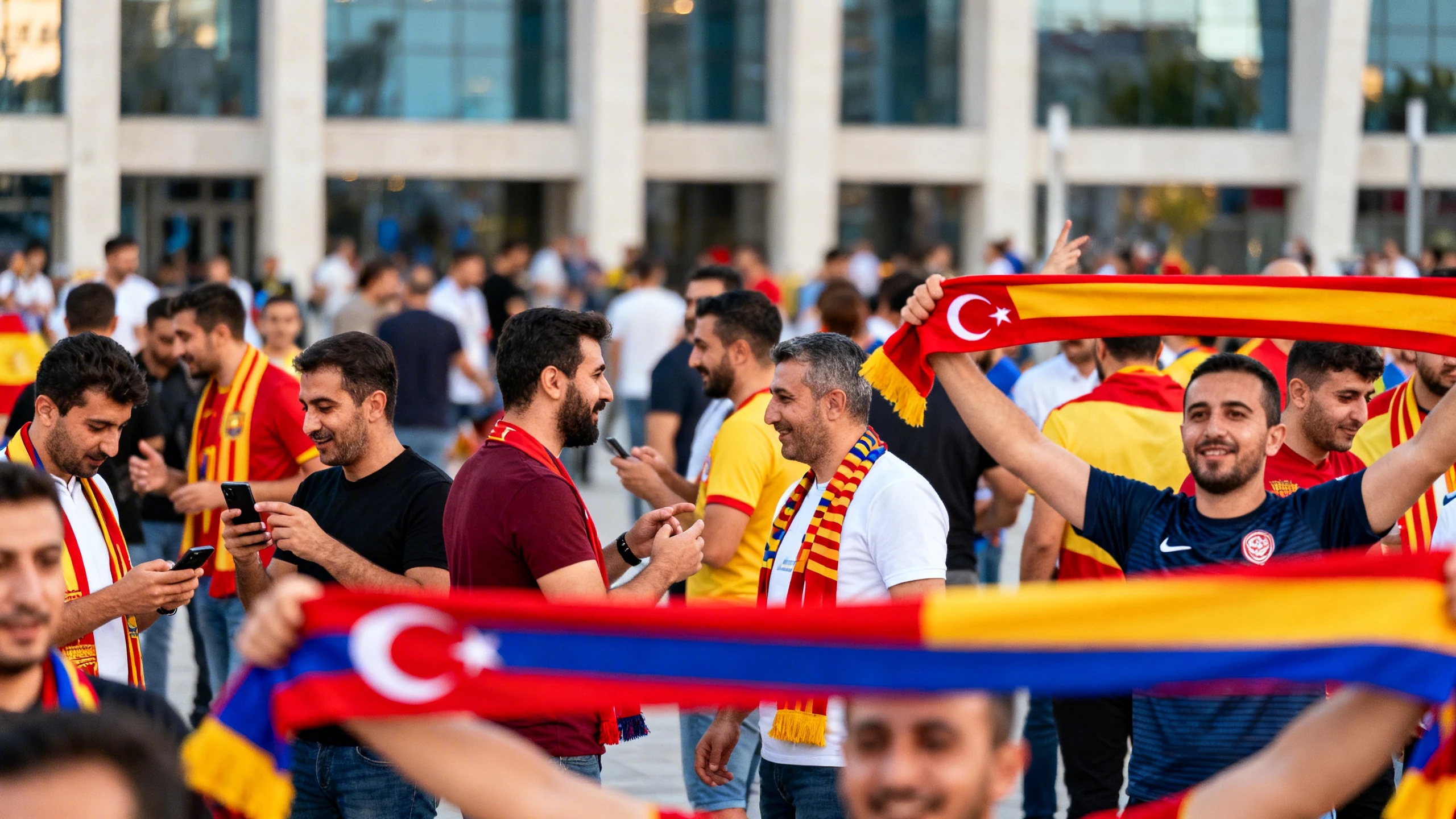 Cánticos sorprendentes de los aficionados turcos en las calles de Samsun Español.News