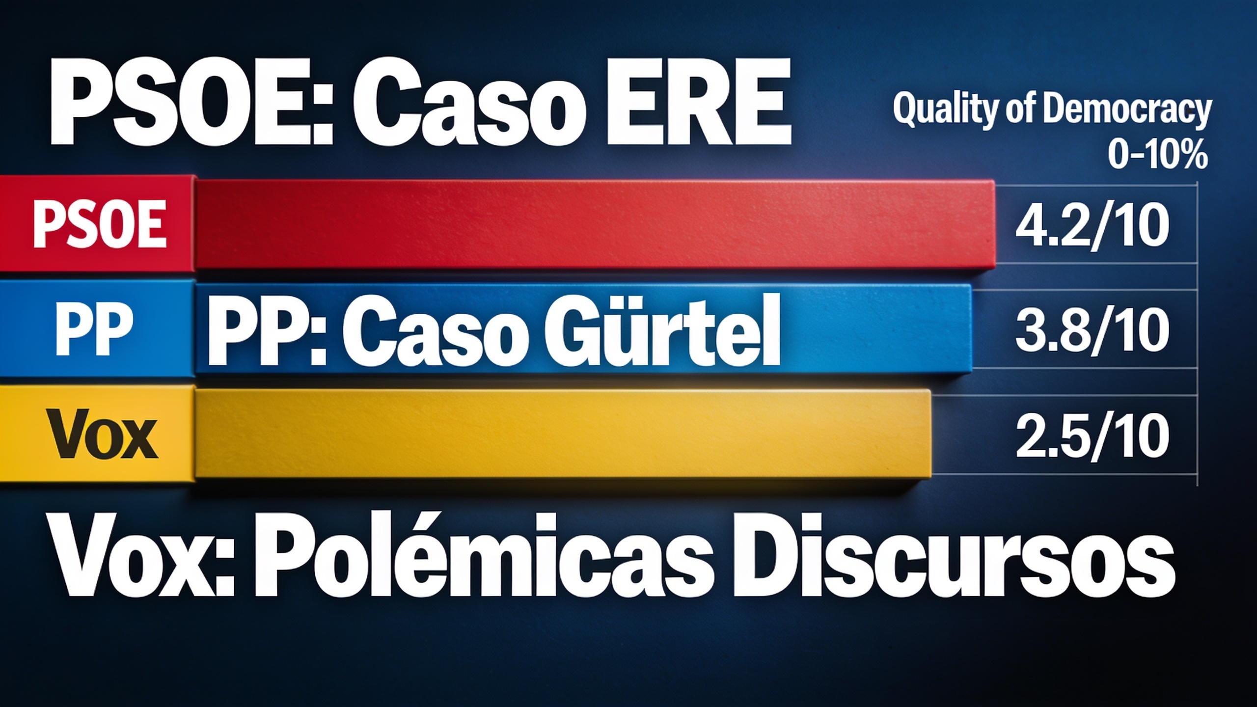 El PSOE cae a un 3,6 en calidad democrática tras nuevos escándalos Español.News