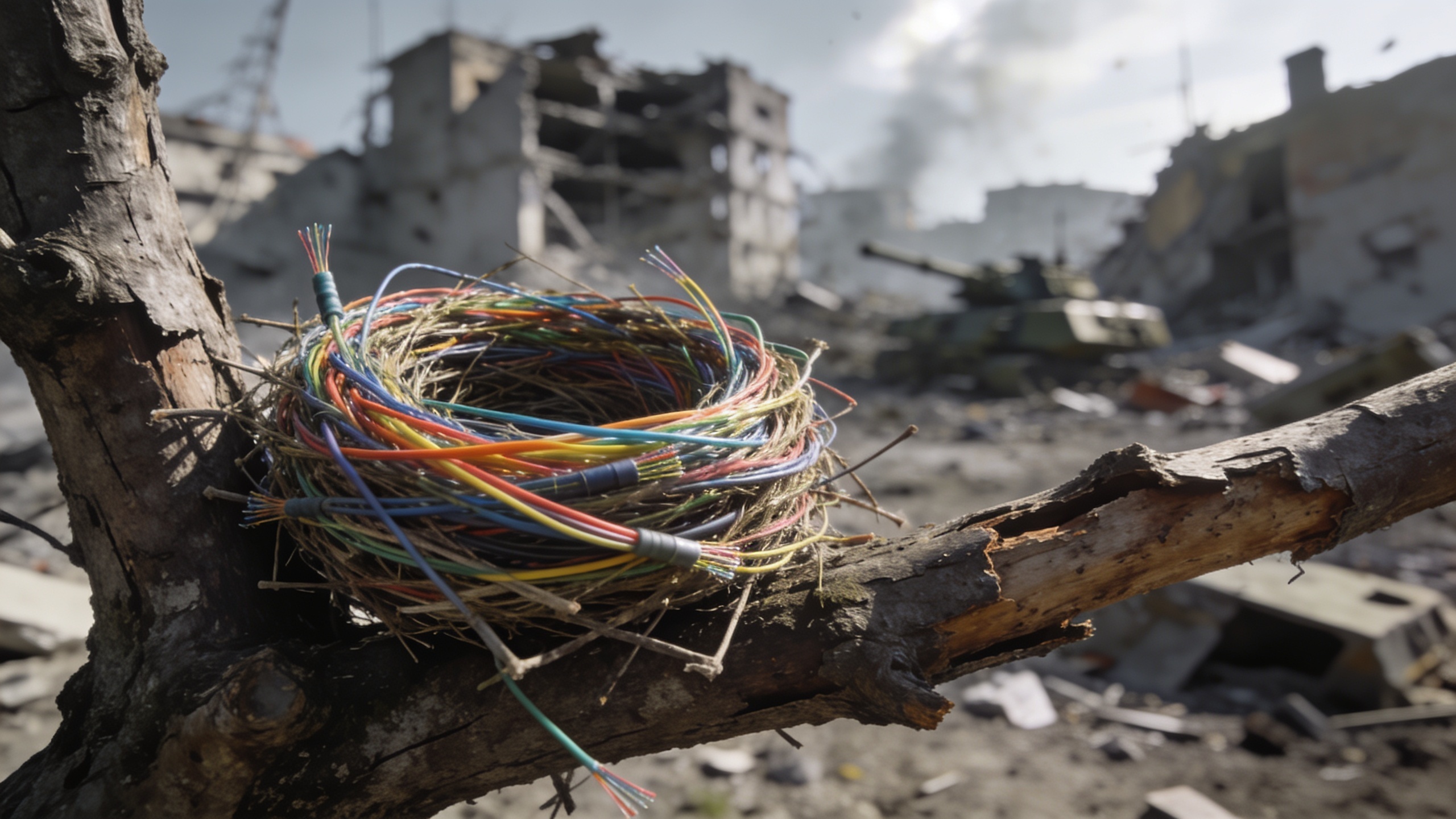 Nidos de aves con fibra óptica militar en Ucrania Español.News