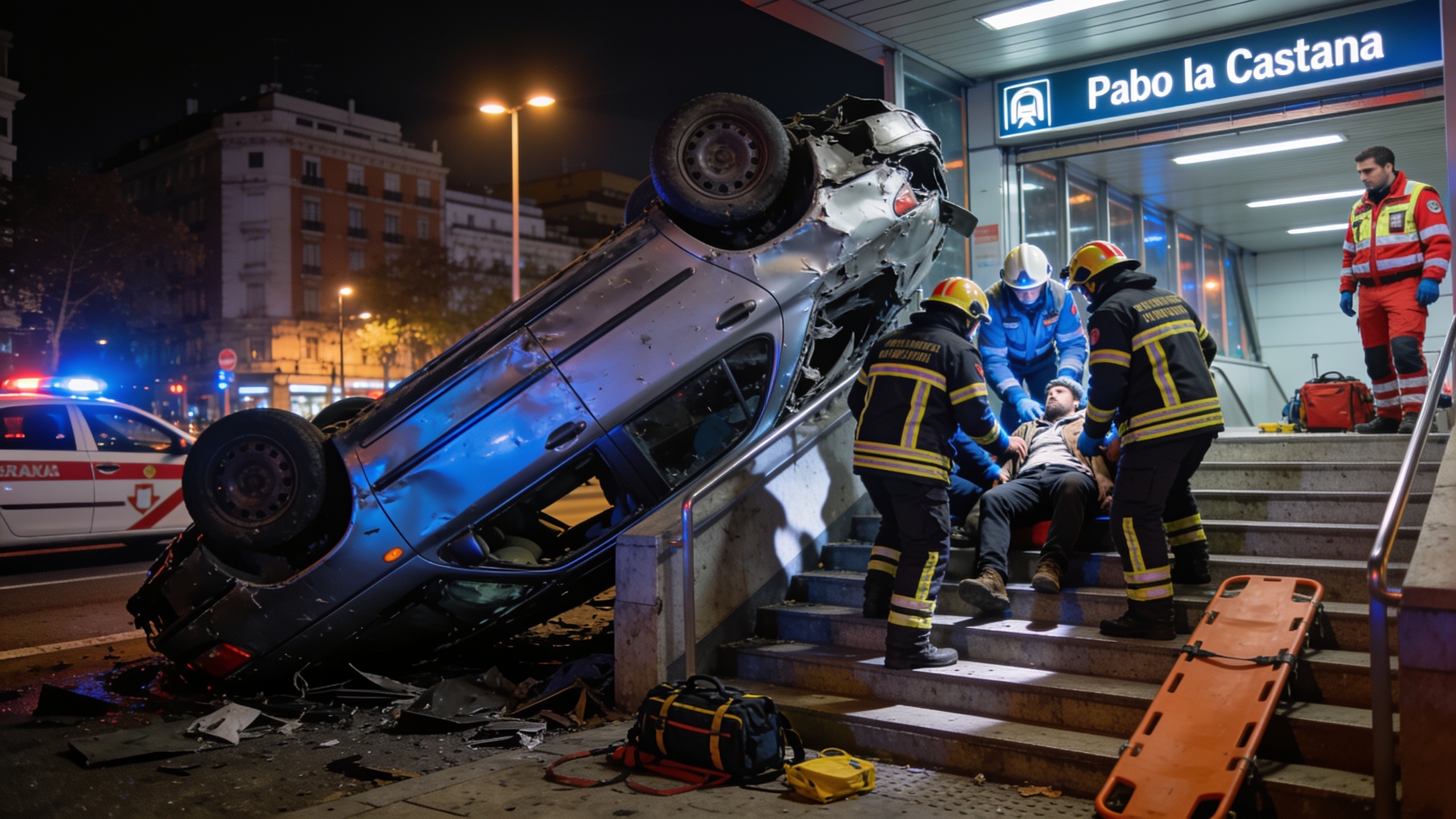Accidente en Paseo de la Castellana: coche termina en las escaleras del metro Español.News